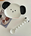 Axyaa Puppy Cartoon Ceramic Dish Set - Children's Tableware & Spoon