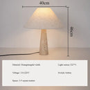 Axyaa Yellow Travertine Fabric Table Lamp: Japanese Stone Standing Lighting