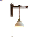Axyaa Walnut Wood LED Wall Lamp with Switch, Ceramic Japan Style, Interior Living Room Light