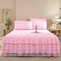 Axyaa Lace Bed Skirt - French Romantic Princess Style Single Piece