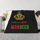 Axyaa Moroccan Flag Knitted Flannel Throw Blanket for Travel, Bedroom & Outdoors