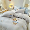 Axyaa Cute Bear & Sheep Embroidery Bedding Set | Soft Skin-Friendly Duvet Cover Set