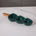 Axyaa Ceramic Handle Bowl Snack Plate with Bamboo & Wood Handle