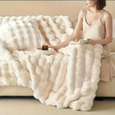 Axyaa Ultra Plush Bubble Fleece Throw Blanket for Home, Sofa, Travel - Reversible, All-Season