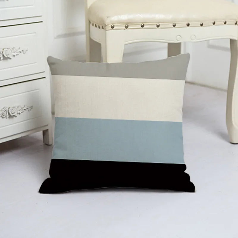 Blue Arrow Geometric Petal Linen Pillowcase by Axyaa