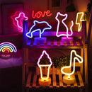 Axyaa Neon Pineapple Coconut Tree Night Light: Bar Bedroom Decor & Party Lamp