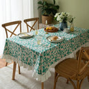 Axyaa Pastoral Fresh Green Plants Flowers Printed Table Cloth