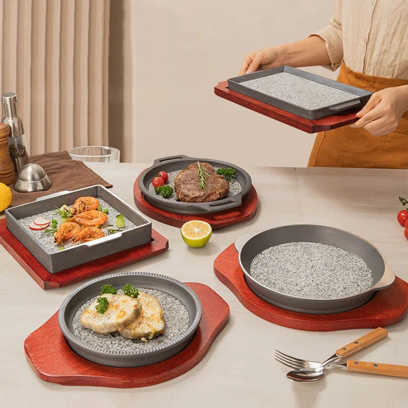 Axya Maifan Slate BBQ & Seafood Stone Plate Set