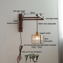 Axyaa Wood Square Glass Wall Sconce LED Lights with Pull Chain Switch