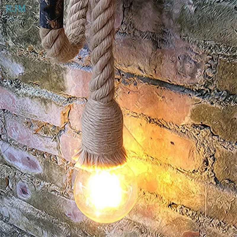 Axyaa Retro Industrial Hemp Rope Edison Wall Lamps for Gallery Stairs Restaurant