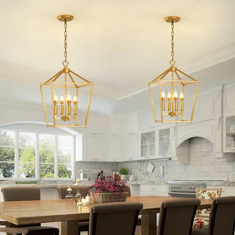 Axyaa Retro Birdcage Pendant Chandelier for Dining Room and Home Decor
