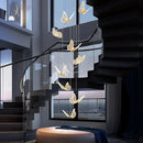 Axyaa Butterfly Acrylic Stair Chandelier | Modern LED Living & Dining Room Hanging Lamp