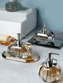 Axya Clear Crystal Bathroom Set with Tray, Soap Dispenser, & Accessories Organizer
