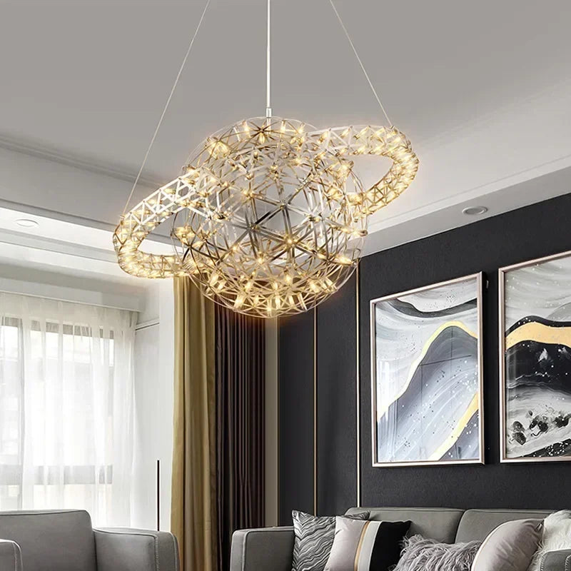 Axyaa Nordic Star Spark Chandelier, Stainless Steel LED Home Lighting