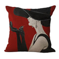 Axyaa Elegant Woman Red Wine Linen Cushion Cover for Home & Car Decor