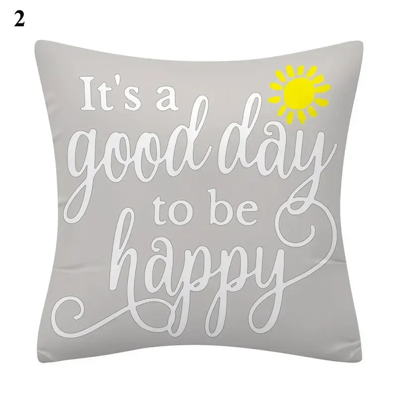 Flower Letter Print Cushion Cover for Stylish Home Decor by Axyaa