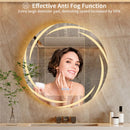Axyaa Whirlwind Pattern Round LED Bathroom Mirror 60/80CM Dimmable 3 Colors Anti-fog