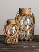 Axyaa Handwoven Hemp Rope Glass Vase for Boho Home Decor