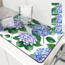 Axyaa Hydrangeas Watercolor Drying Mat: Non-Slip Absorbent Tableware Mat