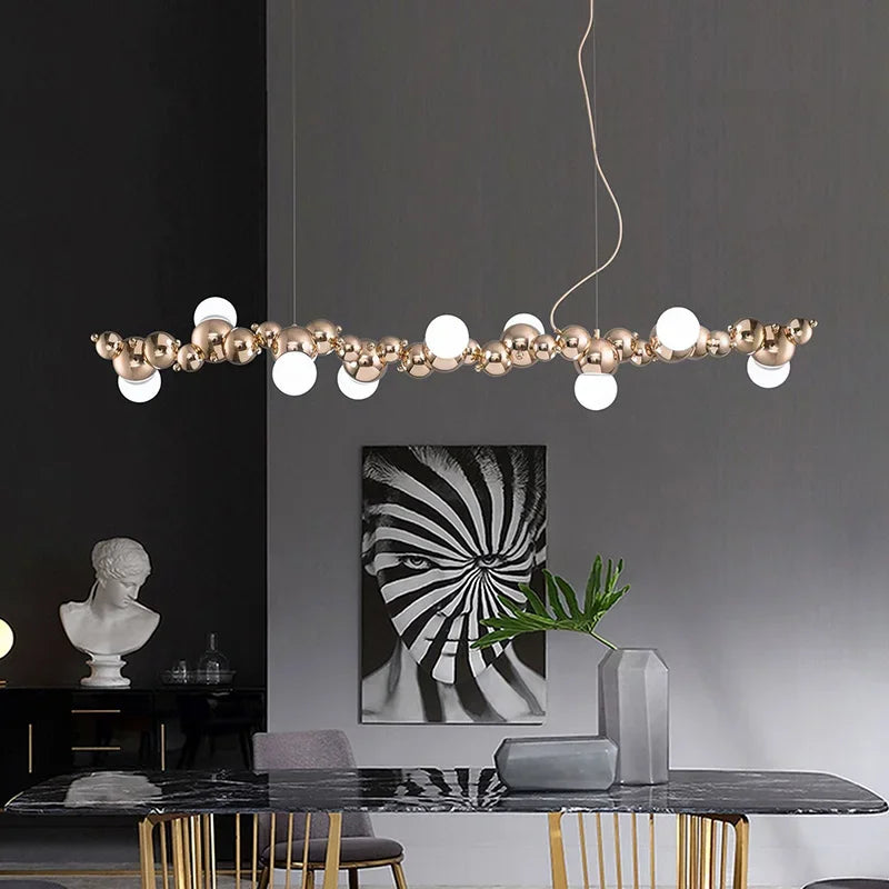 Axyaa Caterpillar Metal Ball Chandelier for Modern Dining Room Lighting