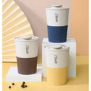 Axyaa Double Wall Travel Coffee Cup with Lid - Portable Wheat Straw Material