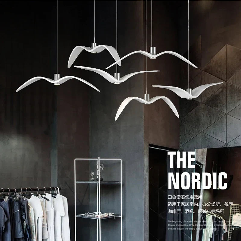 Axyaa Nordic Seagull Chandelier: Resin Brokis Night Birds Pendant Lamp
