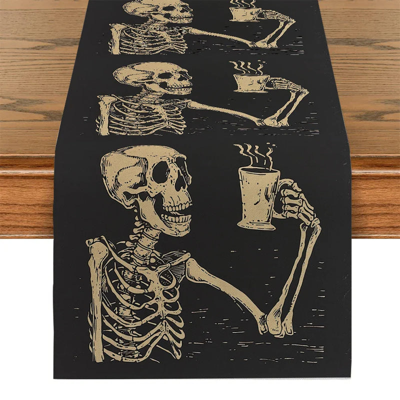 Axyaa Halloween Skull Table Runner for Kitchen Dining Decor