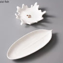 Axyaa Ceramic Coral Leaf Plate Set for Molecular Cuisine and Snacks