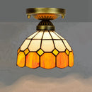 Axyaa European Floral Rose Mosaic Ceiling Light - Antique 8" Flush Mount for Dining Room/Library