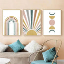 Axyaa Boho Rainbow Sun Moon Landscape Art Print Canvas Home Decor