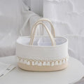 Axyaa Tassel Cotton Rope Diaper Bag Handwoven Multifunctional Storage Basket