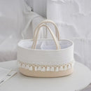Axyaa Tassel Cotton Rope Diaper Bag Handwoven Multifunctional Storage Basket