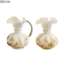 Axyaa Flower Texture Glass Vase Desk Decoration with Artificial Flowers