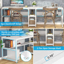 Axyaa 78.7" Two Person Computer Office Desk with Bookshelf
