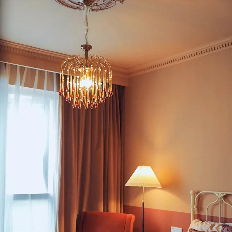 Axyaa Crystal Chandelier: Luxury Retro Copper Lighting for Living Room, Villa, and Restaurant