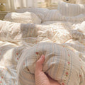 Axyaa Cloud Super Soft Kapok Mattress in Cream Wind Wrinkled Double-Layer Yarn - 4-Piece Set
