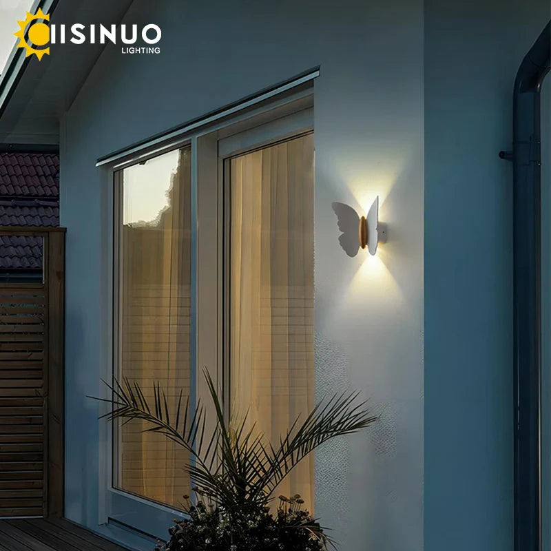 Axyaa Butterfly LED Garden Wall Light - Outdoor Waterproof Aluminum Fixture