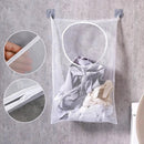 Axyaa Foldable Mesh Laundry Basket Wall Hanging Organizer Hook Household Storage