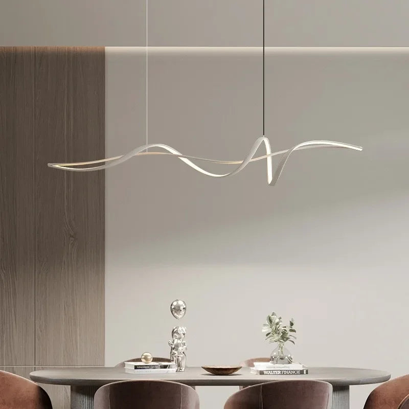 Axyaa Dining Island LED Chandelier: Modern Aluminum Design for Indoor Lighting