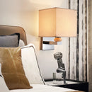Axyaa Fabric Shade LED Wall Lamp Modern Reading Light for Bedroom Living Room