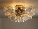 Axyaa Lunaria Brass Leaf Chandelier: Modern Ceramic Pendant Light