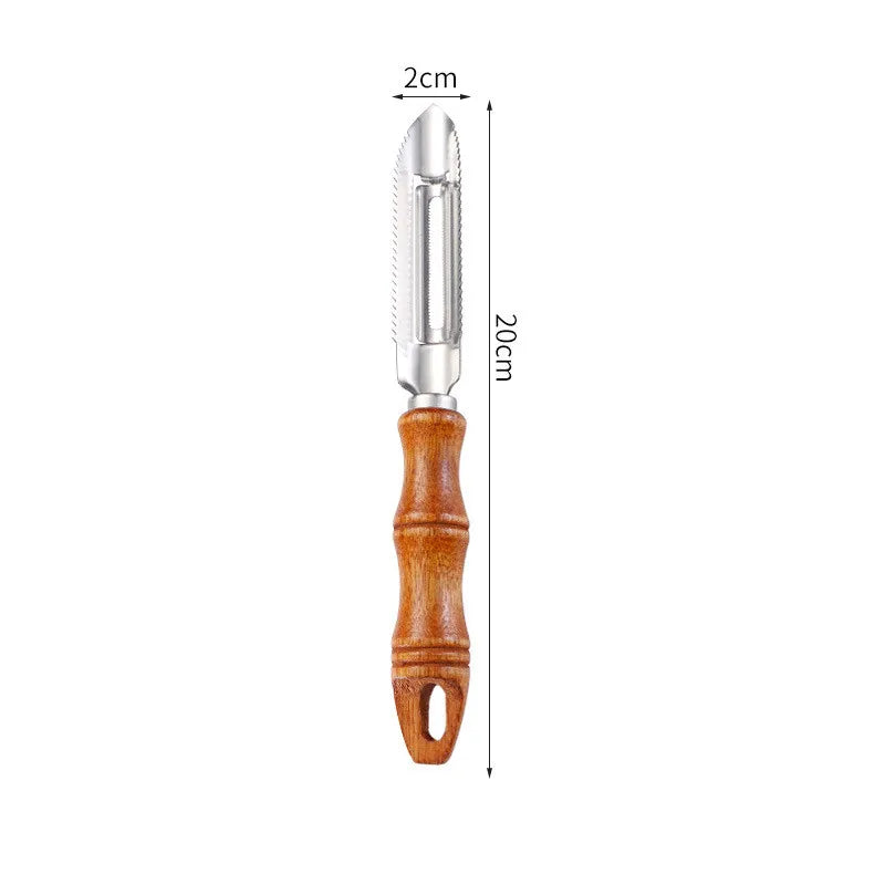 Axyaa Stainless Steel Peeler with Wooden Handle for Kitchen Grating and Scaling