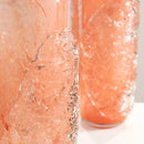 Axyaa Pink Glass Vase with Irregular Ice Cubes Relief, Home Decor Flowerpot