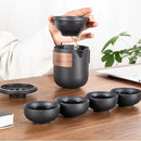 Axyaa Porcelain Tea Set: Tea Pot, Cup Set, Portable One Pot, Four Cups; Creative Gift