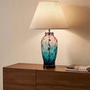 Axyaa Glass Floor Lamp with Fabric Lampshade & LED for Living Room, Bedroom, Study Lighting