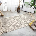 Axyaa Cotton Linen Tassel Rug Carpets for Home Decor - Boho Ethnic Anti-slip Floor Mat