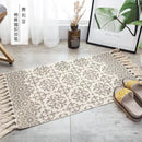 Axyaa Cotton Linen Tassel Rug Carpets for Home Decor - Boho Ethnic Anti-slip Floor Mat