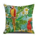 Tropical Birds Linen Pillowcase Set for Decorative Throw Cushions by Axyaa