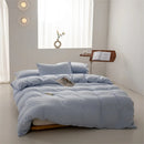 Axyaa Solid Color Washed Cotton Duvet Cover Set with Pillow Case
