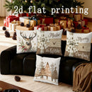 Axyaa Merry Christmas Deer & Trees Pillow Covers - Sofa, Bedroom, Car Decor